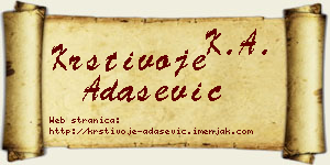Krstivoje Adašević vizit kartica